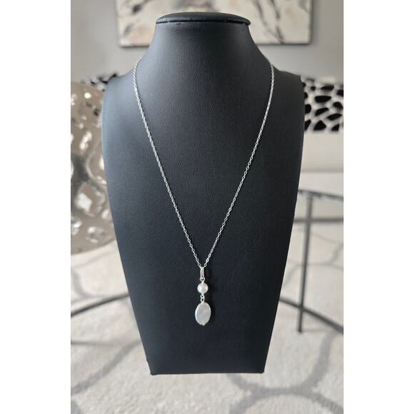 Aleure Preciosa Sterling Silver Pearl Pendent Necklace New - Picture 3 of 5